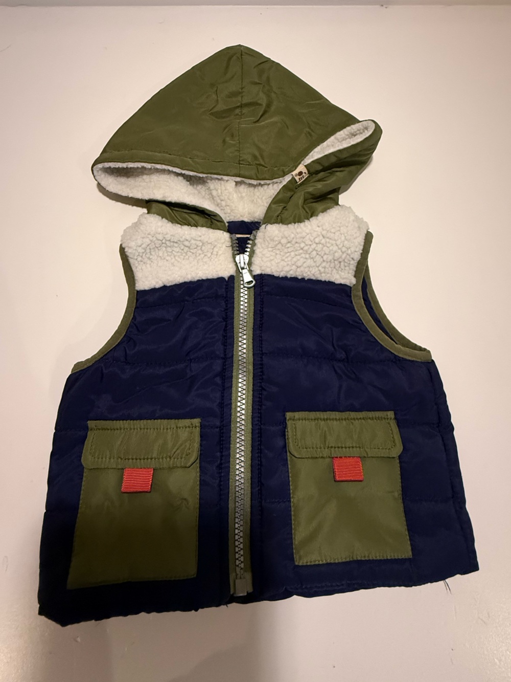 BearPaw Hooded Puffer Vest | 18 Months | Sherpa Trim